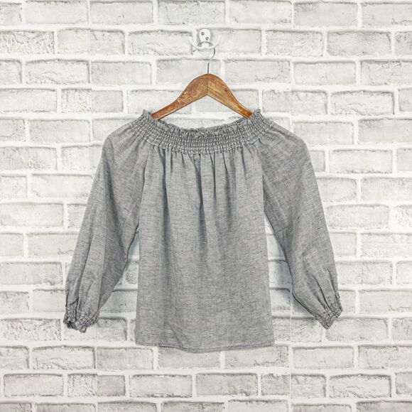 Rag & Bone NY Women's Cotton Linen off Shoulder Blouse in Gray size XS - Picture 1 of 7